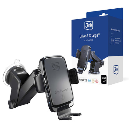 3MK Drive&Charge Wireless Car Charger, 15W, 1.67A, Black