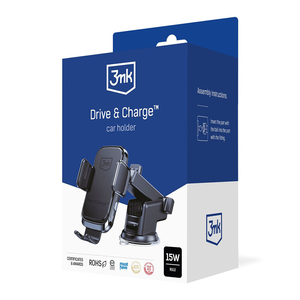 3MK Drive&Charge Wireless Car Charger, 15W, 1.67A, Black
