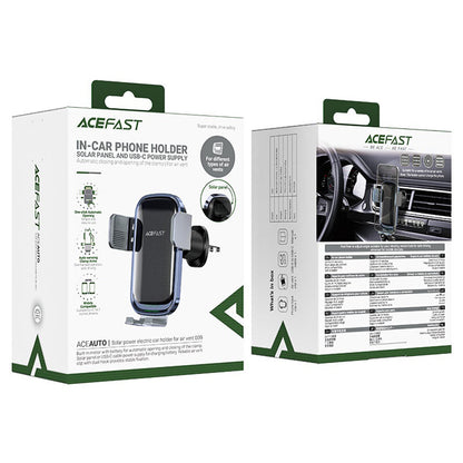 Acefast D39 Wireless Car Charger with Solar Panel, 15W, 1.67A, Black