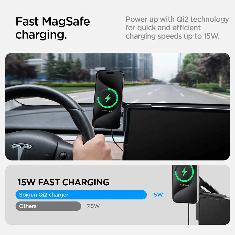 Spigen Wireless Car Charger for Tesla Navigation, 15W, 1.67A, Black ACP07870