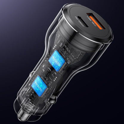 Yesido Y65 Car Charger, 100W, 5A, 1 x USB-A - 1 x USB-C, Black