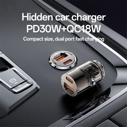 Yesido Y68 Car Charger, 30W, 3A, 1 x USB-A - 1 x USB-C, Black