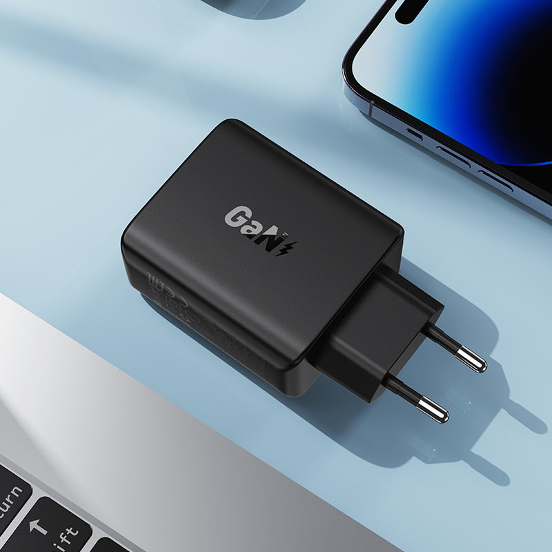 Acefast A61 Network Charger, 45W, 3A, 2 x USB-A - 2 x USB-C, Black
