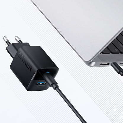 Anker 323 Network Charger, 33W, 3A, 1 x USB-A - 1 x USB-C, Black A2331G11 