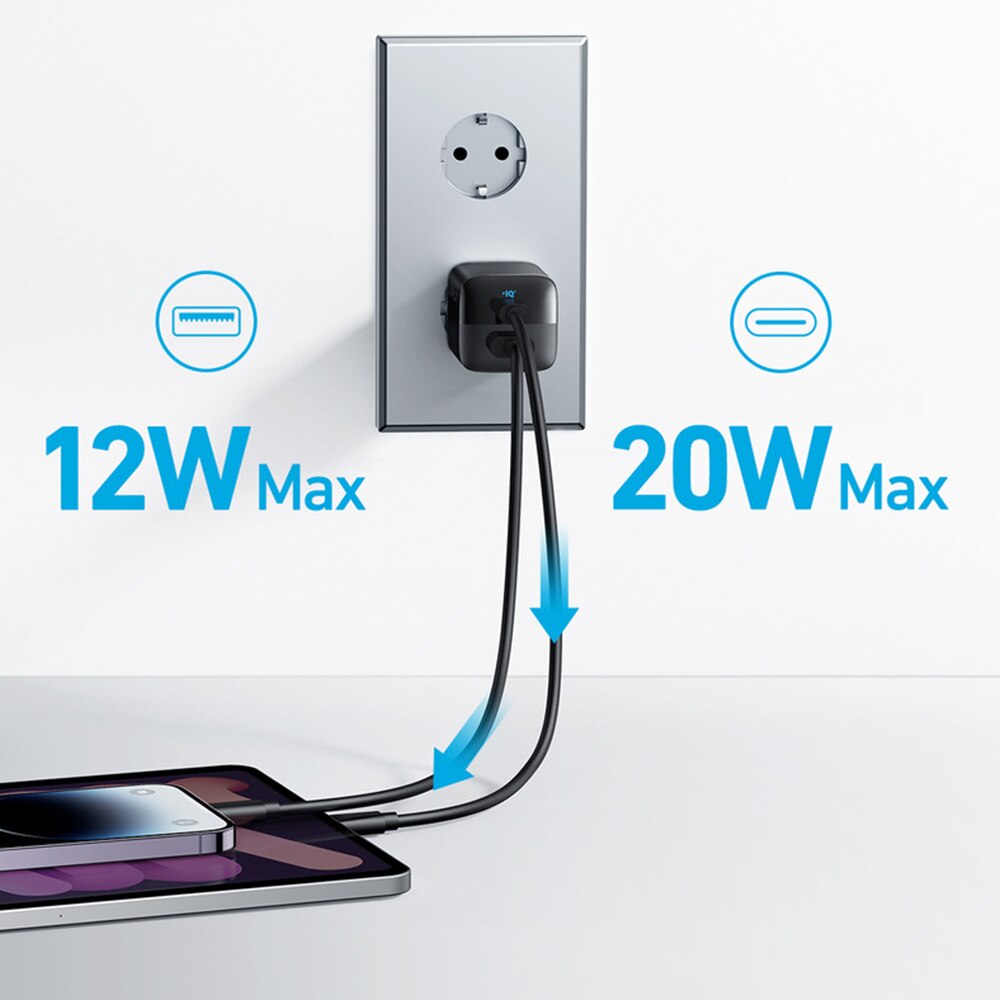 Anker 323 Network Charger, 33W, 3A, 1 x USB-A - 1 x USB-C, Black A2331G11 
