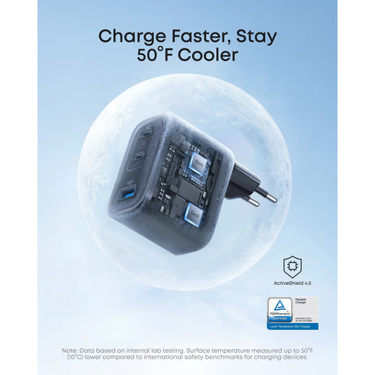 Anker Nano Network Charger, 70W, 3.5A, 1 x USB-A - 2 x USB-C, Black A121AL11