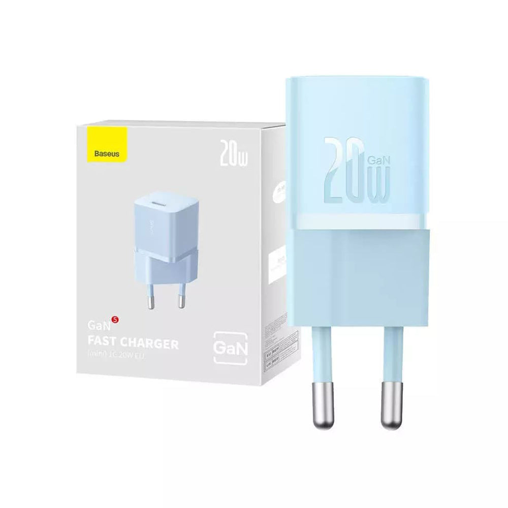 Baseus GaN Mini 1C Network Charger, 20W, 3A, 1 x USB-C, Blue CCGN050103