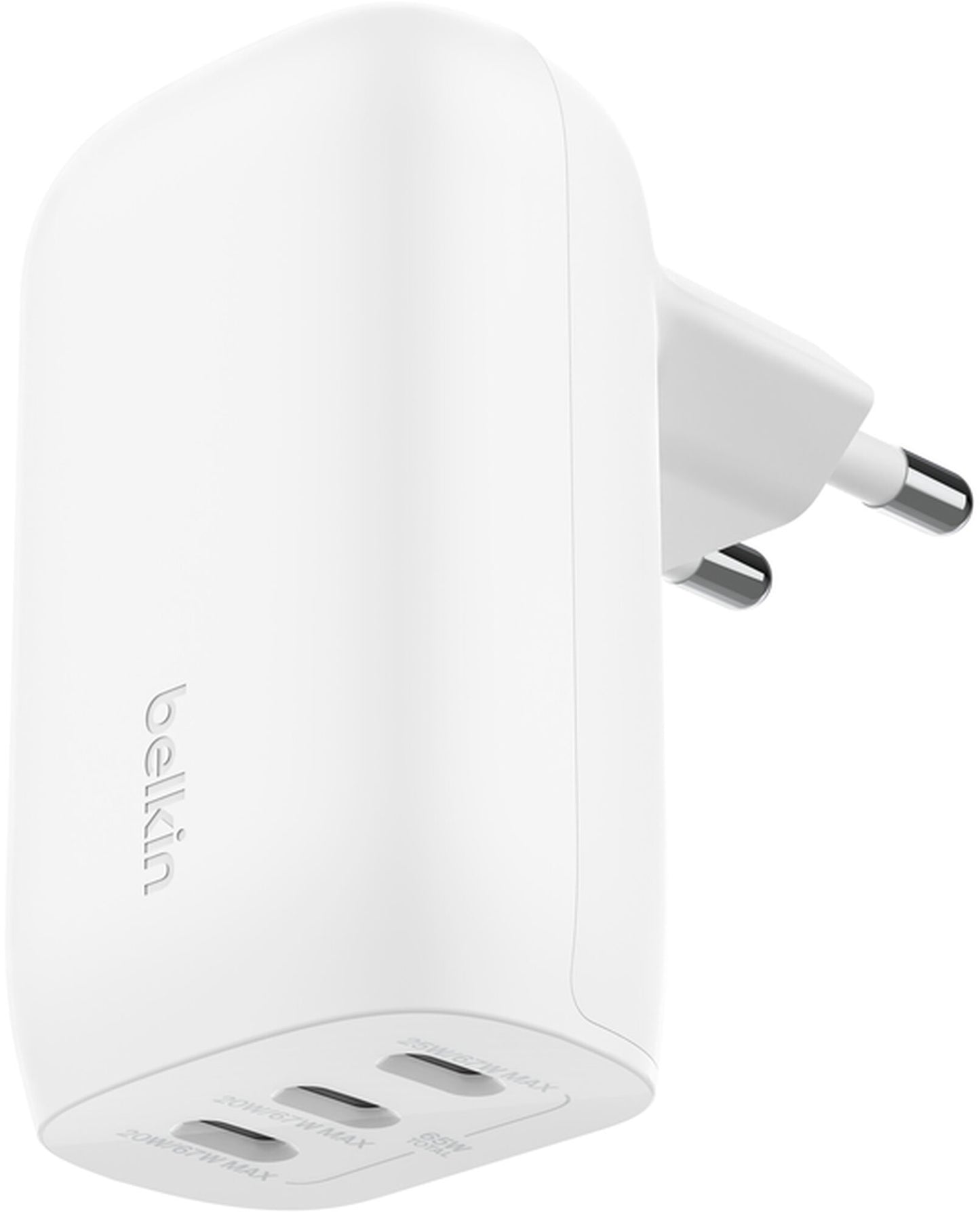Belkin BoostCharge Wall Charger, 67W, 3A, 3 x USB-C, White WCC002vfWH