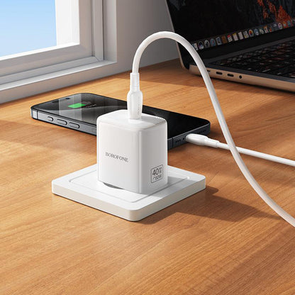Borofone BN33 Fuente Network Charger, 40W, 1 x USB-C, White