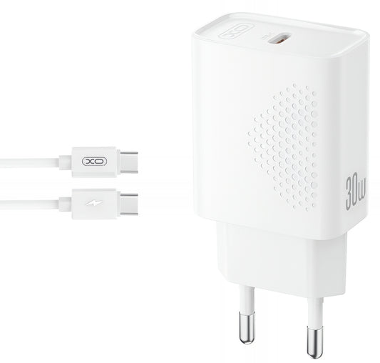 Network Charger with USB-C Cable XO Design L162, 30W, 3A, 1 x USB-C, White