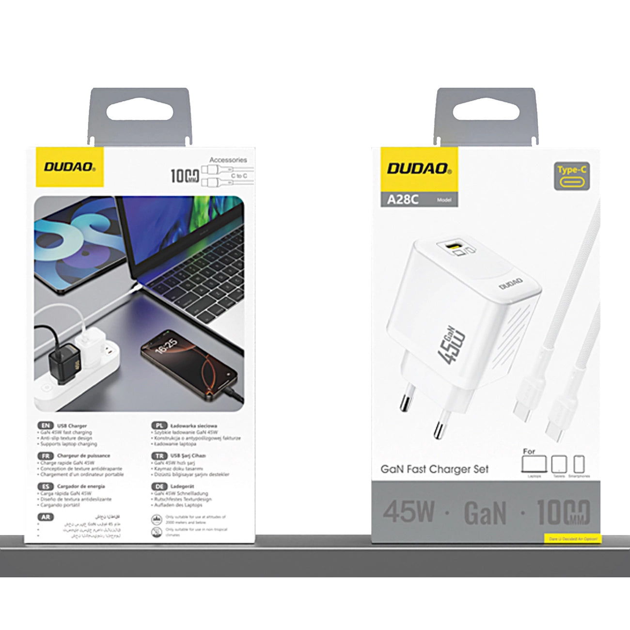 Network Charger with USB-C Cable Dudao A28C, 45W, 3A, 1 x USB-C, White