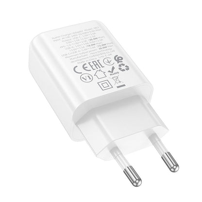 HOCO N63 Network Charger, 30W, 3A, 1 x USB-A - 1 x USB-C, White