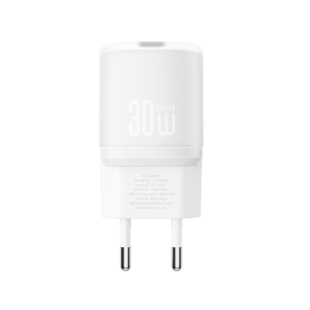 Network Charger with USB-C Cable XO Design L150, 30W, 3A, 1 x USB-C, White