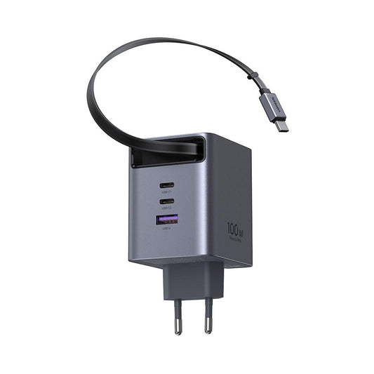 UGREEN X616 USB-C Cable Network Charger (65828), 100W, 5A, 1 x USB-A - 3 x USB-C, Gray