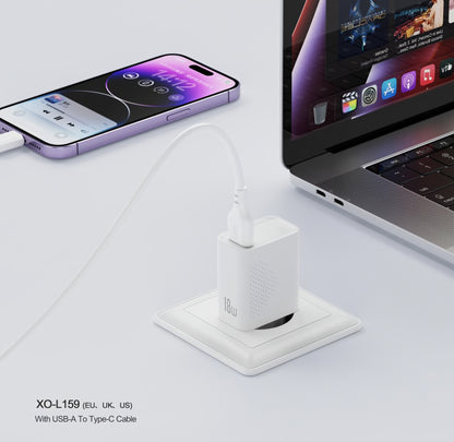 Network Charger with microUSB Cable XO Design L159, 18W, 3A, 1 x USB-A, White