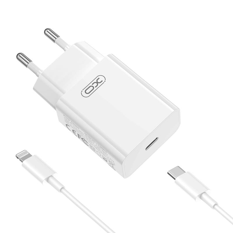 XO Design L126 Lightning Cable Wall Charger, 20W, 3A, 1 x USB-C, White