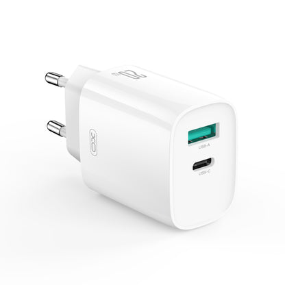 Network Charger with USB-C Cable XO Design CE29, 20W, 3A, 1 x USB-A - 1 x USB-C, White