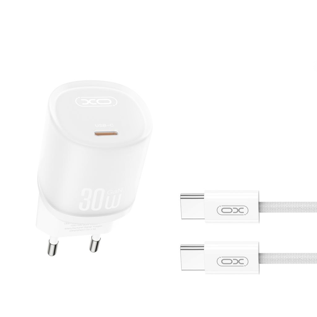 Network Charger with USB-C Cable XO Design L150, 30W, 3A, 1 x USB-C, White