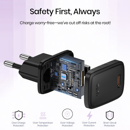 Network Charger with Lightning Cable Lito LC17L, 30W, 3A, 1 x USB-C, Black