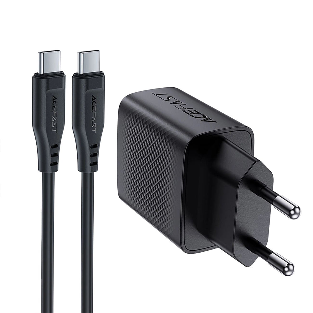 Acefast A82 USB-C Network Charger with Cable, 20W, 3A, 1 x USB-C, Black