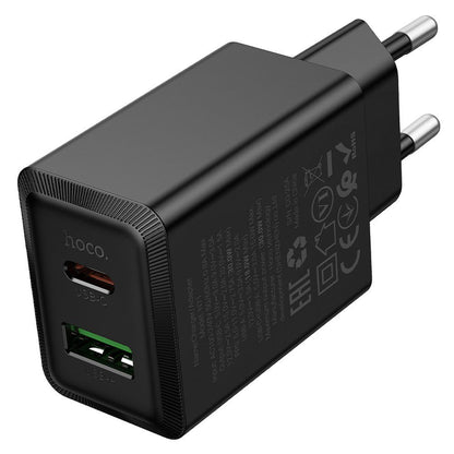 HOCO N71 Network Charger, 30W, 3A, 1 x USB-A - 1 x USB-C, Black
