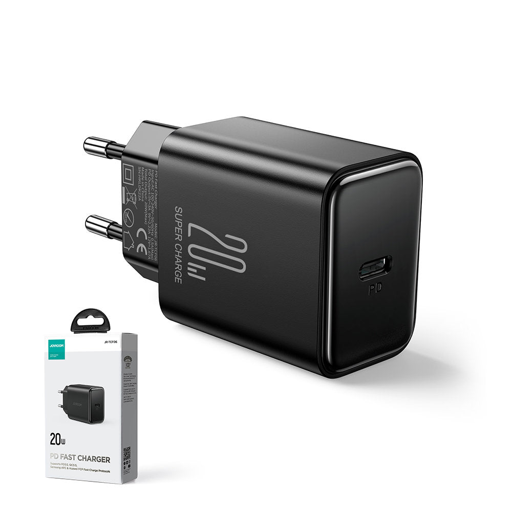 Network Charger Joyroom JR-TCF06, 20W, 3A, 1 x USB-C, Black 