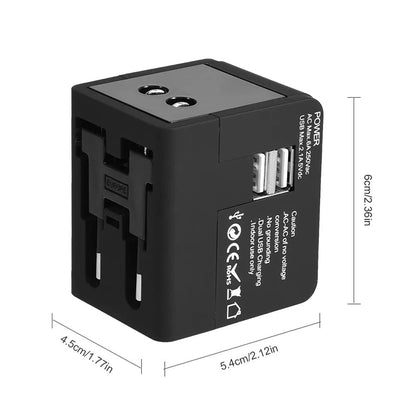 Techsuit HHt148 Travel Network Charger, 10W, 2A, 2 x USB-A, Black
