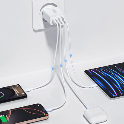 Techsuit PowerXQuad CH4 Network Charger, 40W, 3A, 2 x USB-A - 2 x USB-C, White