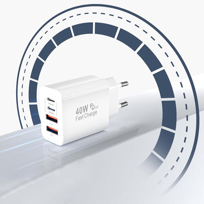 Techsuit PowerXQuad CH4 Network Charger, 40W, 3A, 2 x USB-A - 2 x USB-C, White