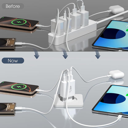 Techsuit PowerXQuad CH4 Network Charger, 40W, 3A, 2 x USB-A - 2 x USB-C, White