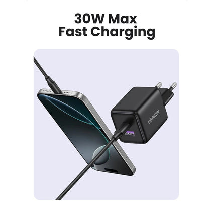UGREEN X516 Network Charger, 30W, 3A, 1 x USB-A - 1 x USB-C, Grey