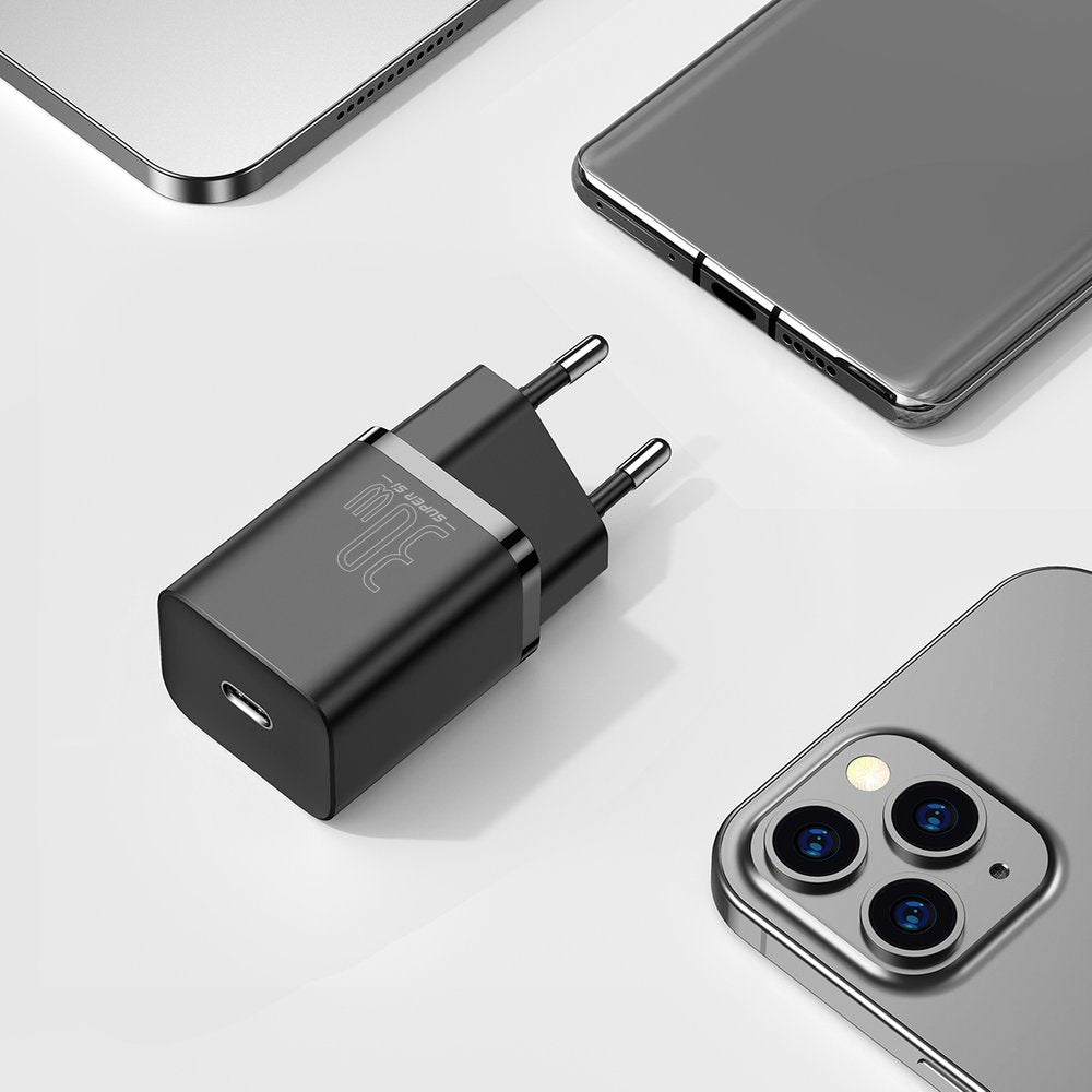 Baseus Super Si Network Charger, 30W, 3A, 1 x USB-C, Black CCSUP-J01 