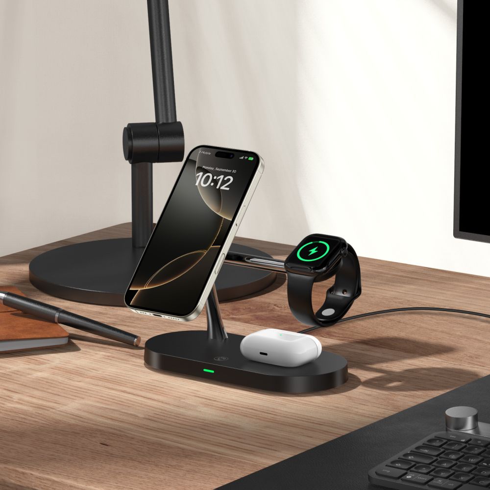 Tech-Protect A12 3in1 Wireless Network Charger, 15W, 1.67A, Black