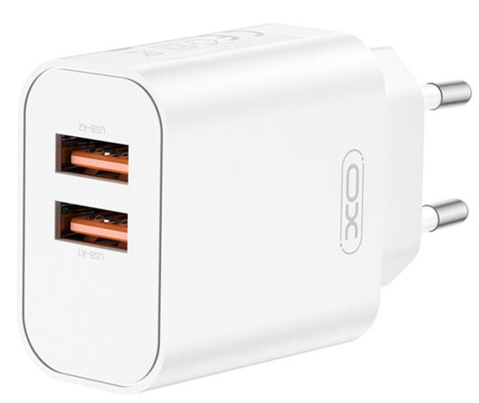 XO Design CE34 Network Charger, 12W, 2.4A, 2 x USB-A, White