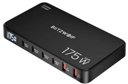 BlitzWolf BW-S30 Charging Station, 175W, 5A, 2 x USB-A - 4 x USB-C, Black