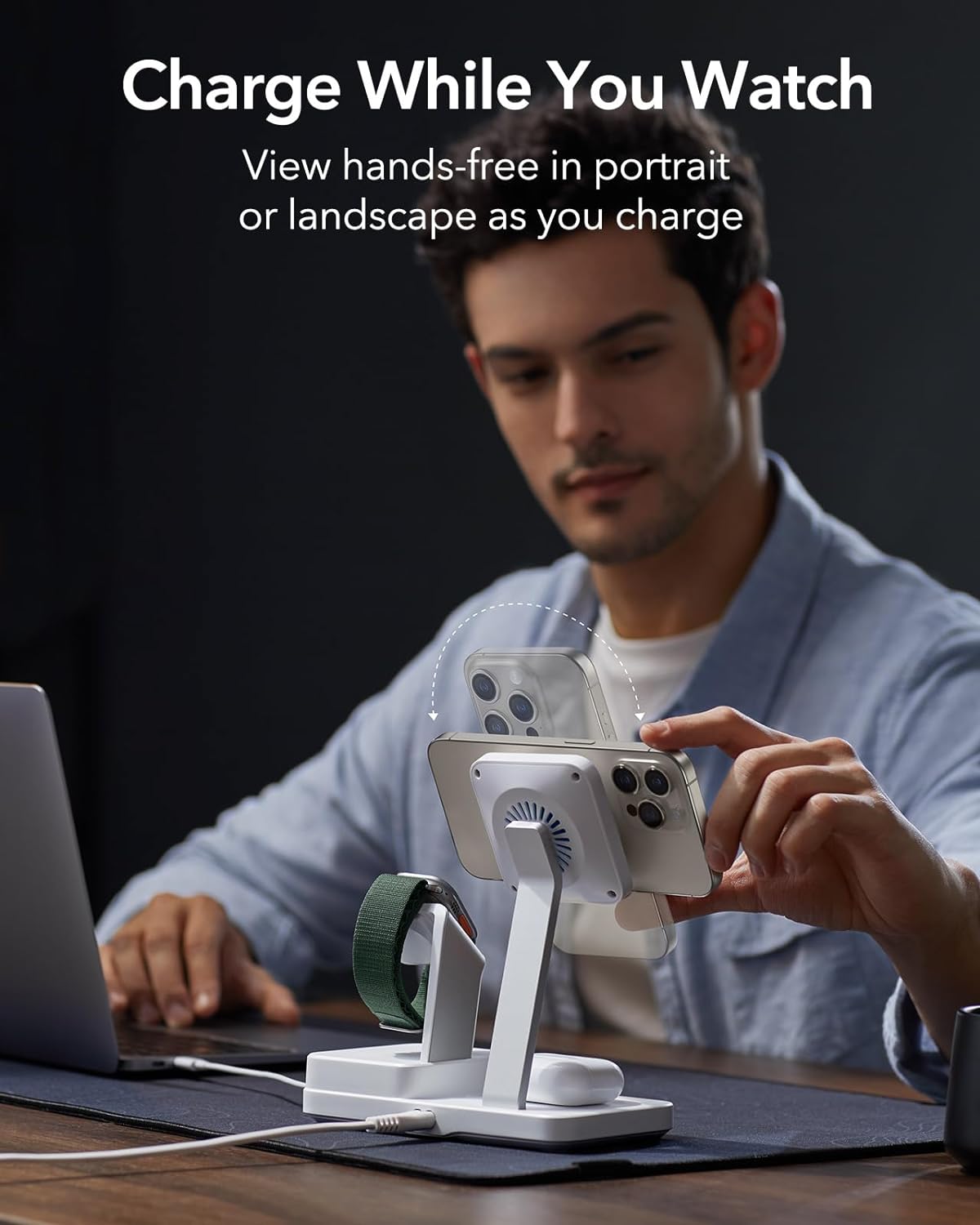 ESR CryoBoost QI 6in1 Charging Station, 100W, 2 x USB-A - 1 x USB-C, White