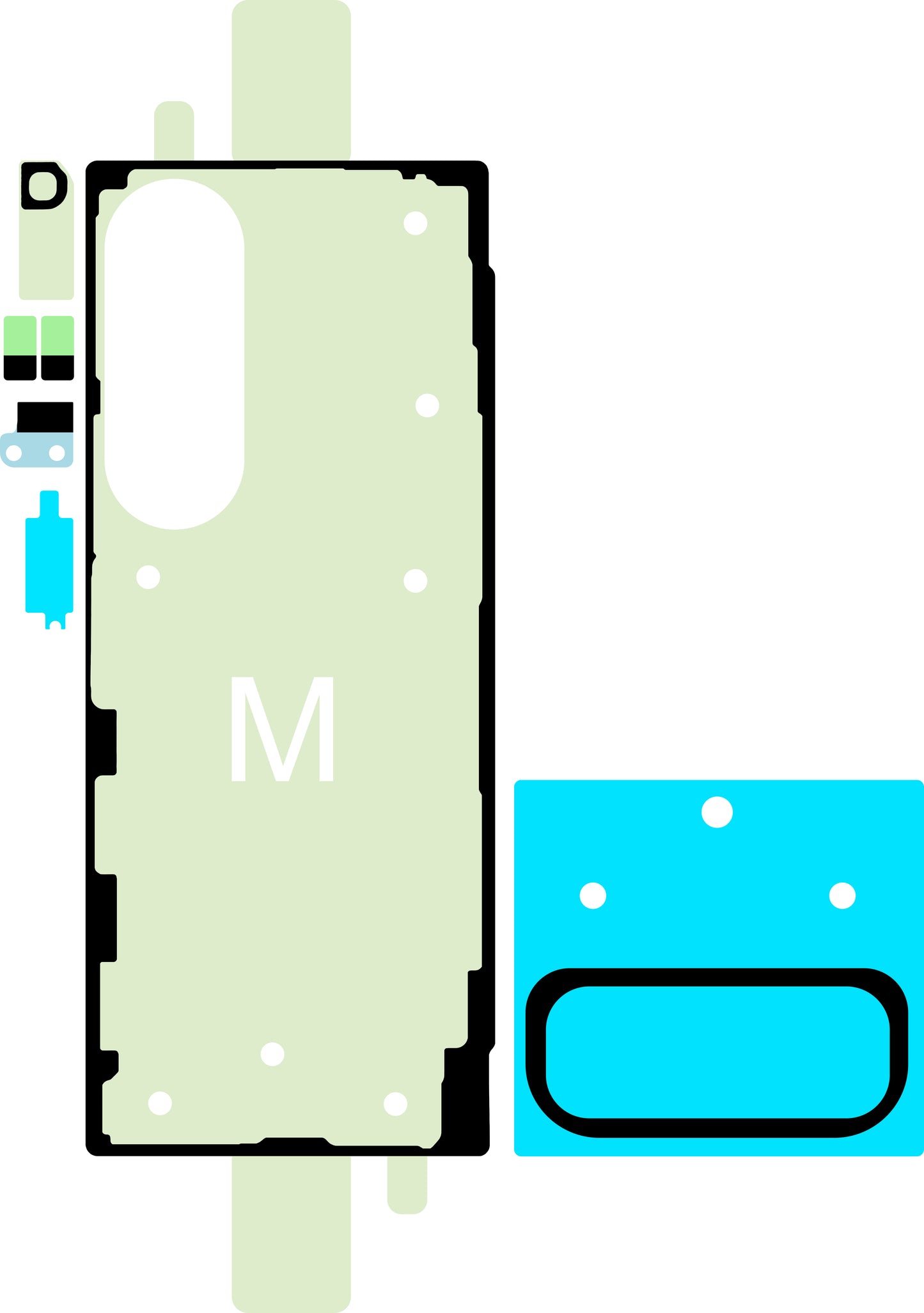 Samsung Galaxy Z Fold6 F956 Battery Cover Adhesive Kit, Service Pack GH82-35139A