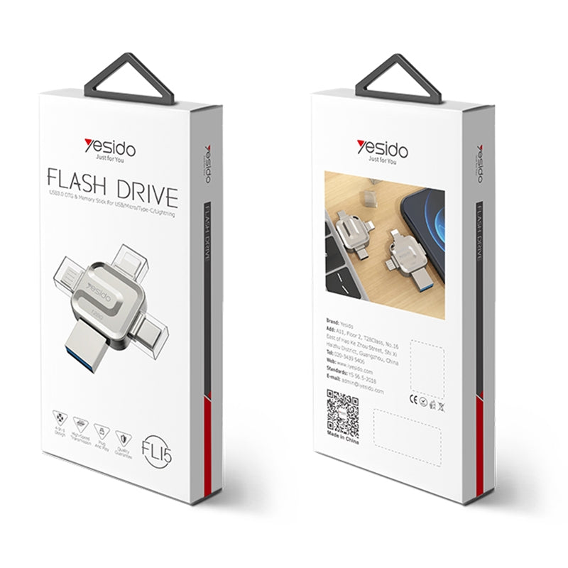 External Memory USB-A 3.0 / Lightning / USB-C / microUSB Yesido FL15, 128Gb