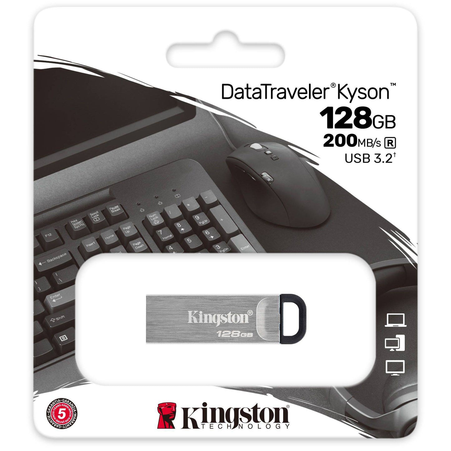 External Memory USB-A 3.2 Kingston DT Kyson, 128Gb DTKN DTKN/128GB