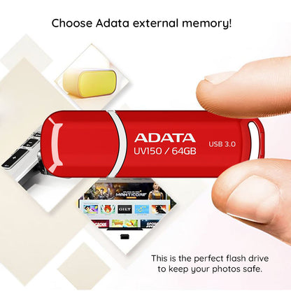 Adata UV150 USB-A 3.2 External Memory, 128GB AUV150-128G-RBK