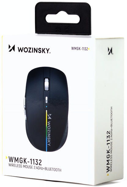 Wireless Gaming Mouse WZK WMGK-1132, 1600DPI, RGB, BT / Wi-Fi, Black