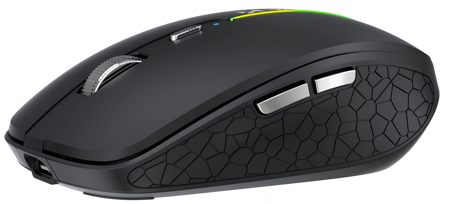 Wireless Gaming Mouse WZK WMGK-1132, 1600DPI, RGB, BT / Wi-Fi, Black