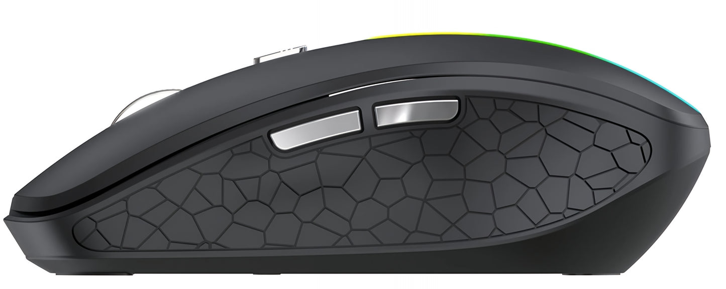 Wireless Gaming Mouse WZK WMGK-1132, 1600DPI, RGB, BT / Wi-Fi, Black