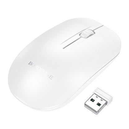 Wireless Mouse Borofone BG14 Planet, 1000DPI, BT / Wi-Fi, White