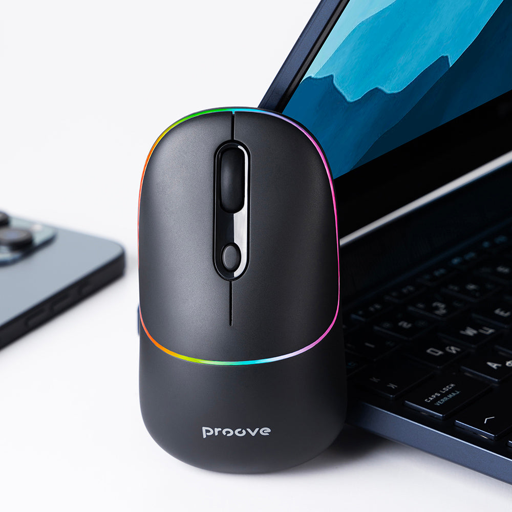 Proove Blink Wireless Mouse, RGB, 800DPI - 1600DPI, BT / Wi-Fi, Black WMBL00002001