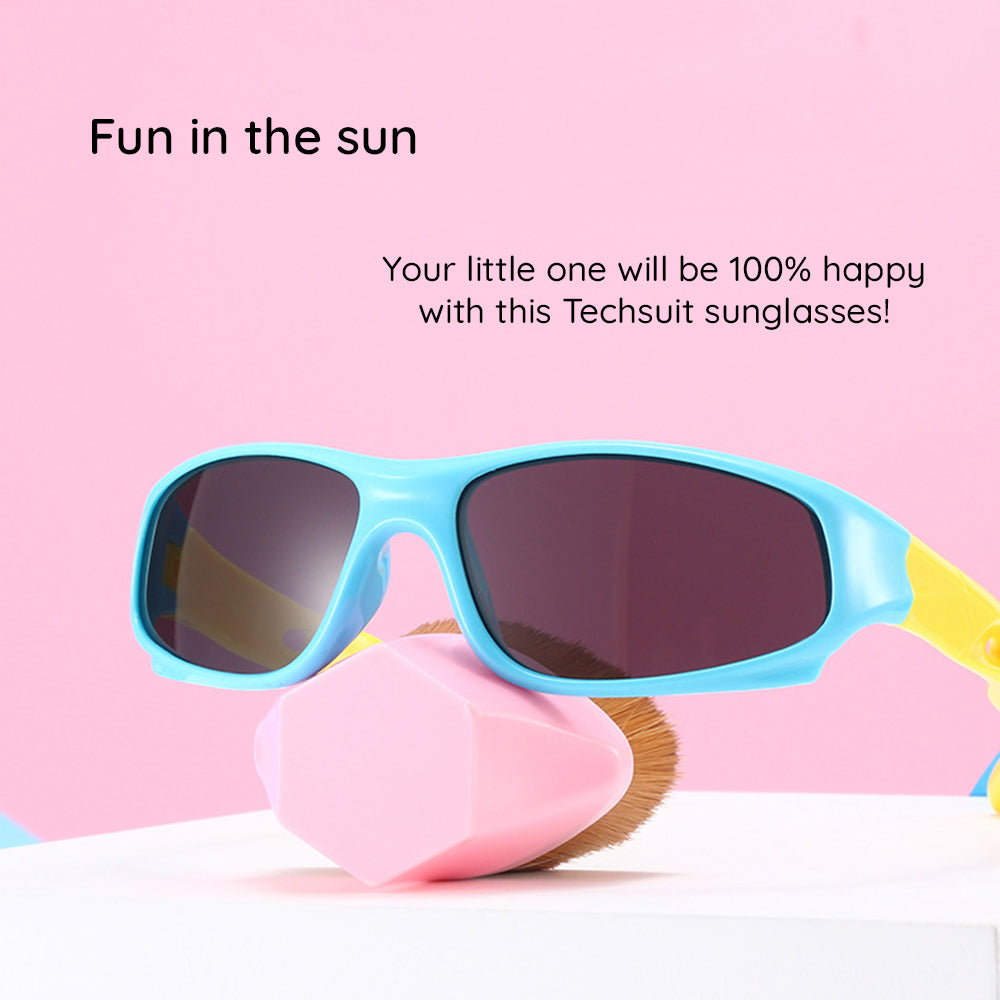 Techsuit 816-C2 Kids' Sport Sunglasses, Polarized, Yellow Pink