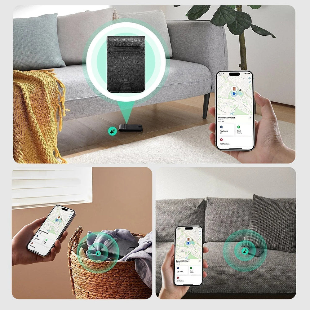 ESR Classic Geo Carbon Wallet with Find My function and RFID Protection, Black