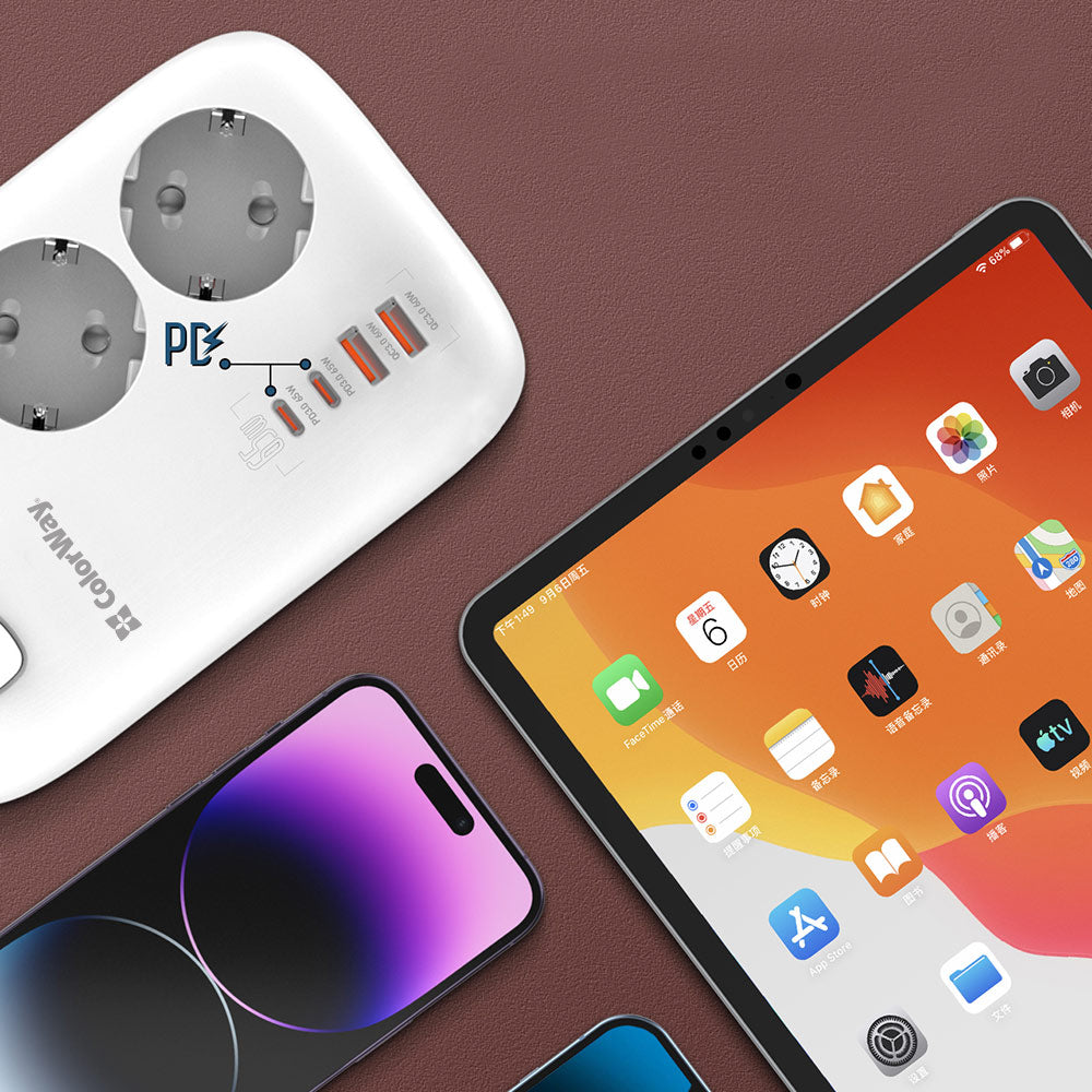 ColorWay Extension Cord, 3 x Schuko, White