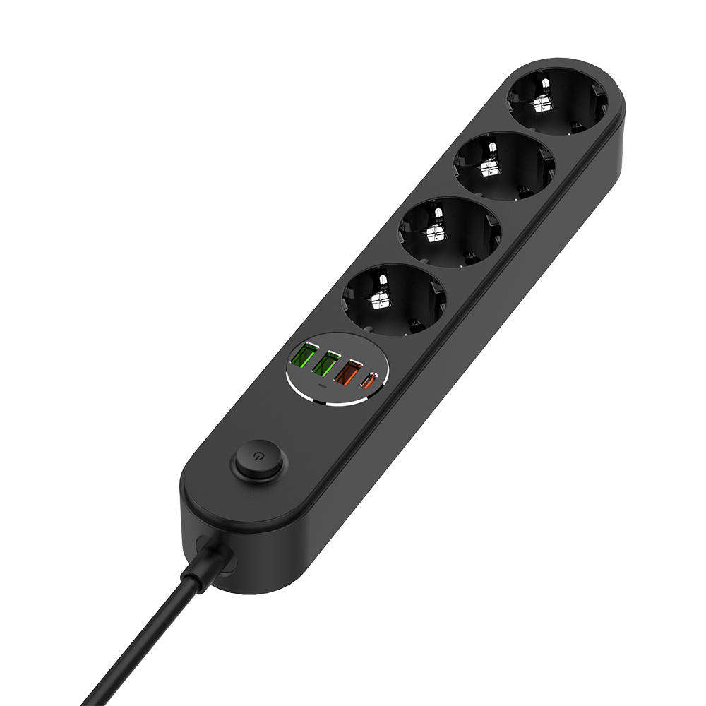 ColorWay Extension Cord, 4 x Schuko, Black