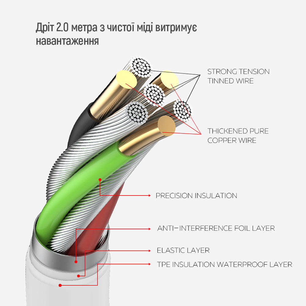 ColorWay Extension Cord, 6 x Schuko, White